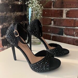 Nordstrom LAUREN LORRAINE Rhinestone Peep-Toe Studded Stiletto Heels